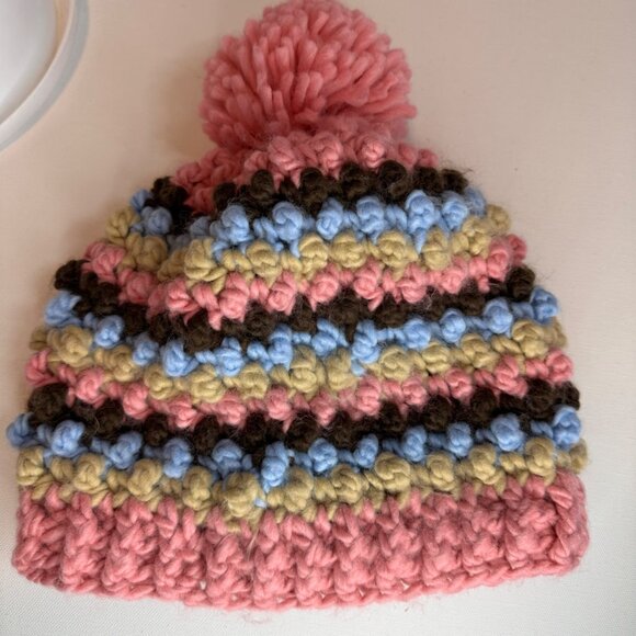 BULA WOMENS KNIT STRIPED WINTER BEANIE WITH POM POM - Picture 2 of 5